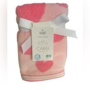 Caro Kids Pink Heart 2 Hand Towels Valentine’s Day NWT